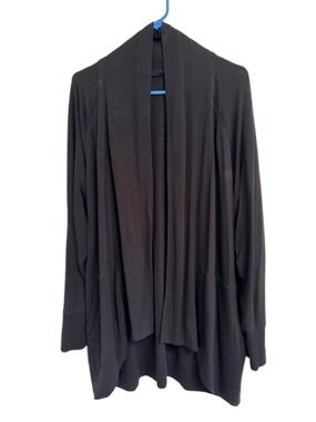 Style & Co. Black Open-Front Draped Cardigan